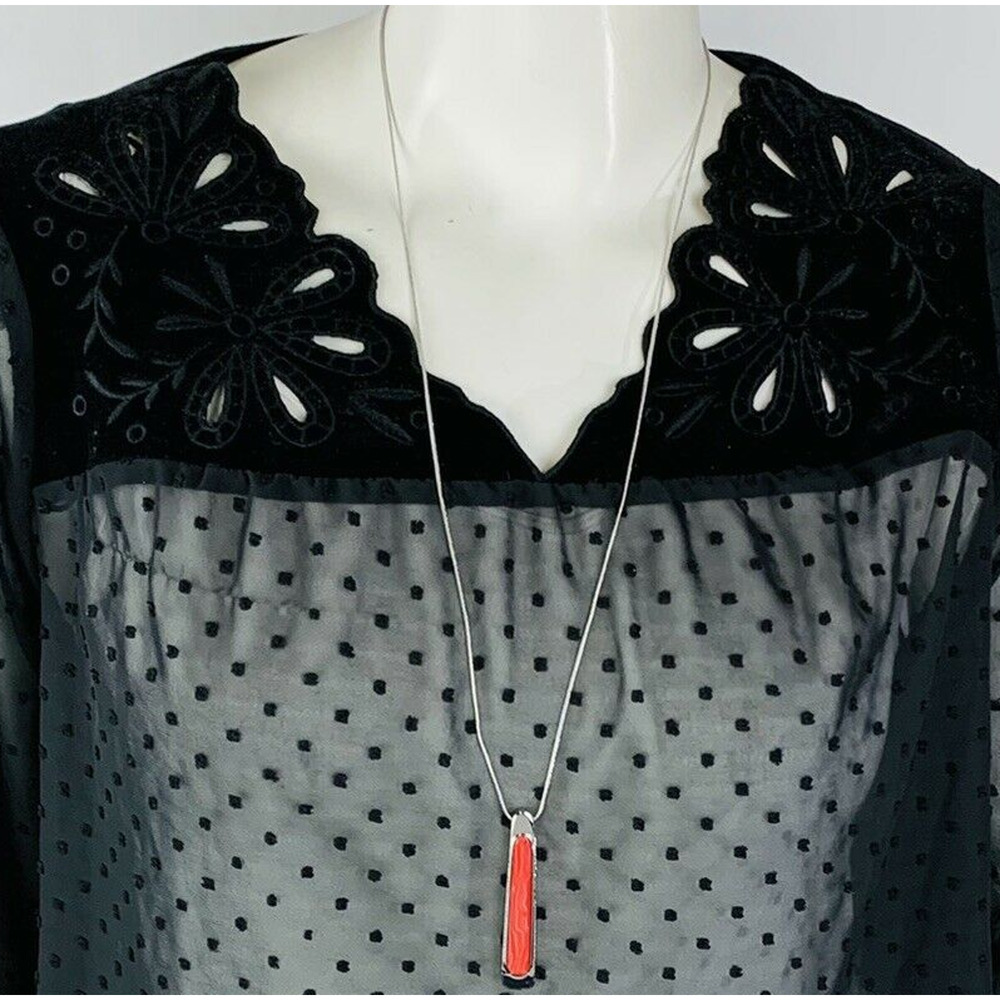 New Chico’s Womans Resin Drop Necklace Risque Red Statement Piece NWT
